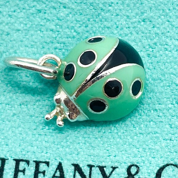 HALLMARK FADED - Tiffany & Co Blue Enamel Ladybug Charm Sterling Silver - Picture 4 of 14